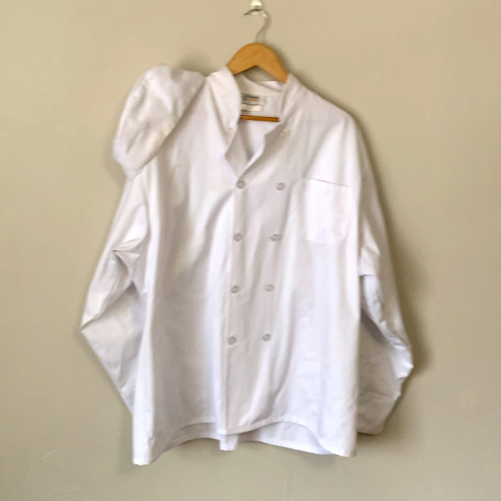 Happy chef, white chefs jacket, 2XL WITH cap